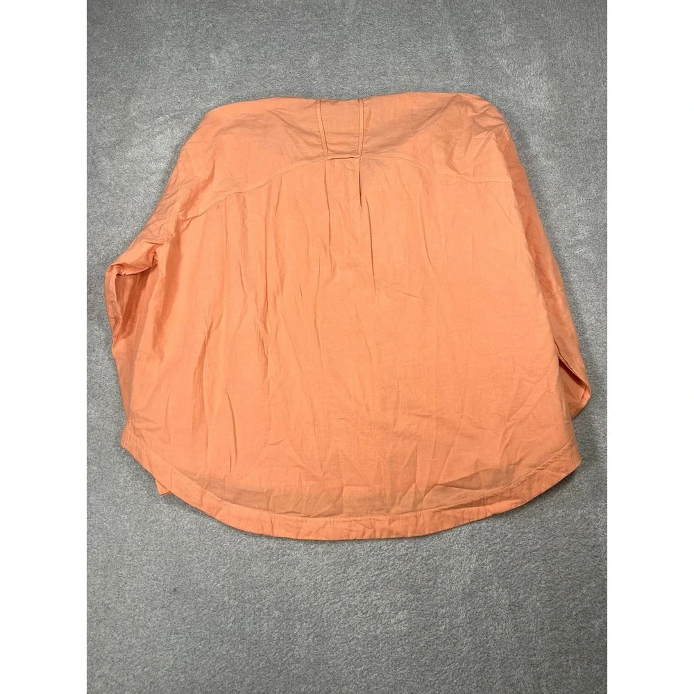 Free People Intimately Golden Hour House Shirt Melon Orange Cotton‎ Small NEW